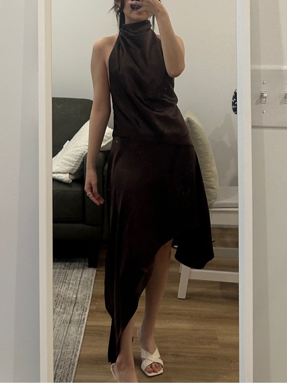 Zara Brown Halter Dress (lace detail) 
Size XS